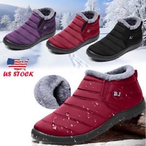 New-Women-039-s-Winter-Snow-Ankle-Boots-Fur-Lined-Waterproof-Outdoor-Flat-Warm-Shoes