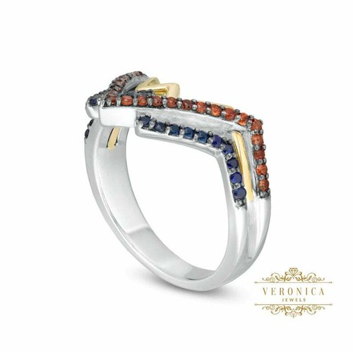 Exclusivo Anillo de Compromiso Mujer Maravilla 0.30CT Granate y Azul Corte Redondo Dos Tonos - Imagen 6 de 9