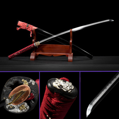 Wildfire Blaze Katana Sword: Shihozume Steel w/ Hamon | Premium Iron Tsuba
