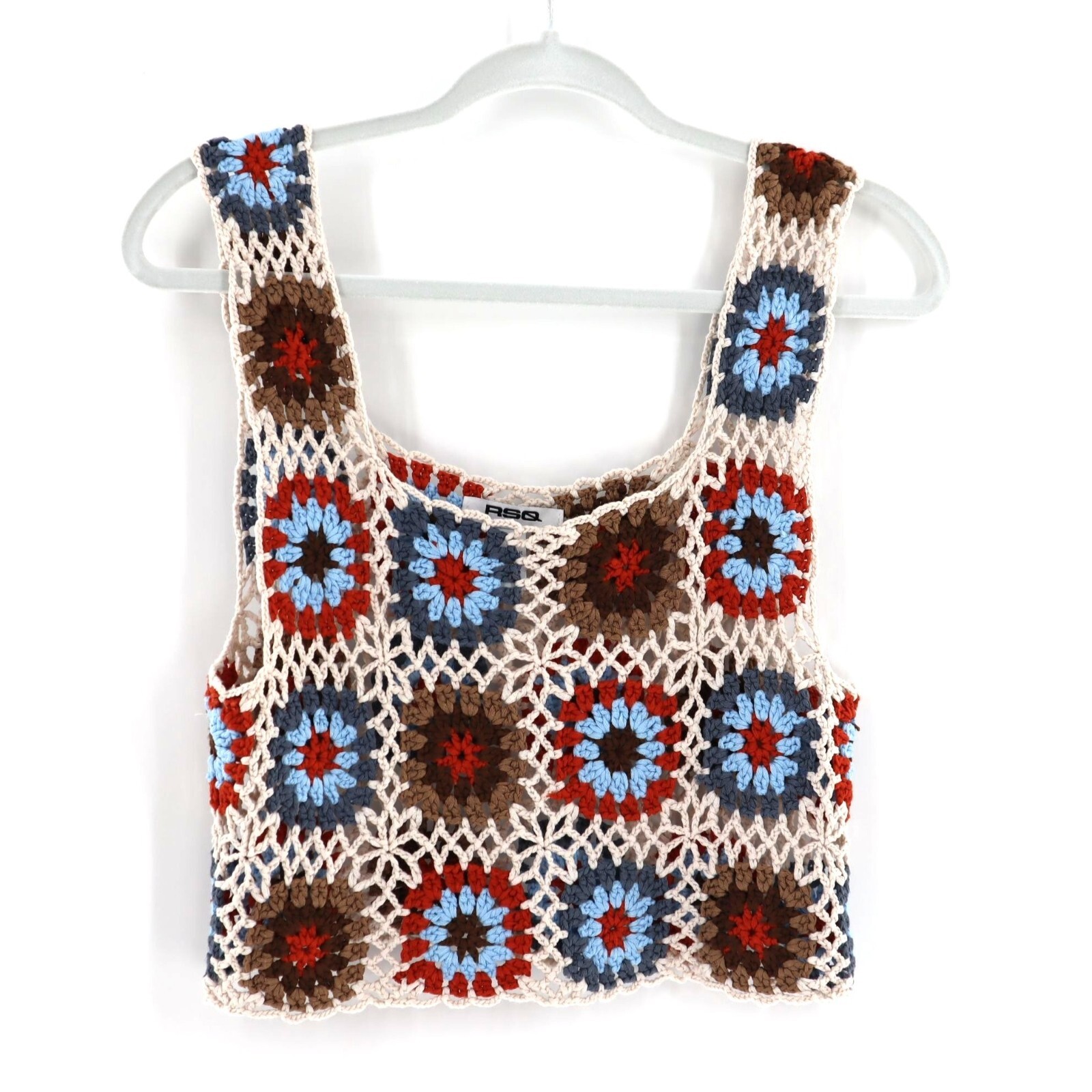 RSQ Crochet Crop Top Womens Small Boho Chic Summer Festival Concert Rave Resort