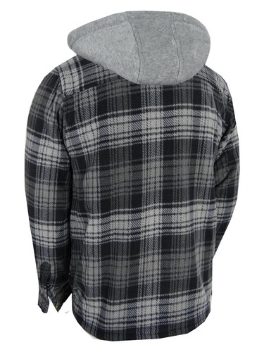 Mens Plaid Flannel Hoodie Soft Shirt Fuzzy Fleece Sherpa Lined Zip-Up 4 Pocket a - Picture 25 of 39