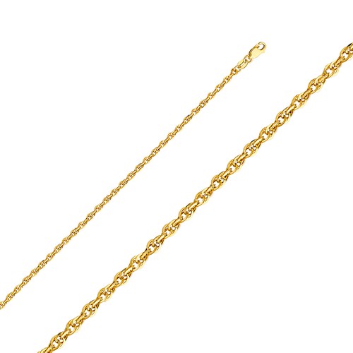 14K Solid Real Yellow Gold 2.7 mm Double Link Hollow Rope Chain 18" - 24'' - Picture 4 of 15