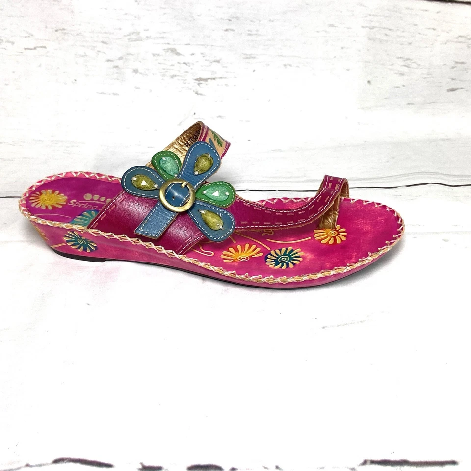 Spring Step Shoes Women’s 41 US 9.5-10 Pink Botanical Sandals Slides - Image 3 of 4