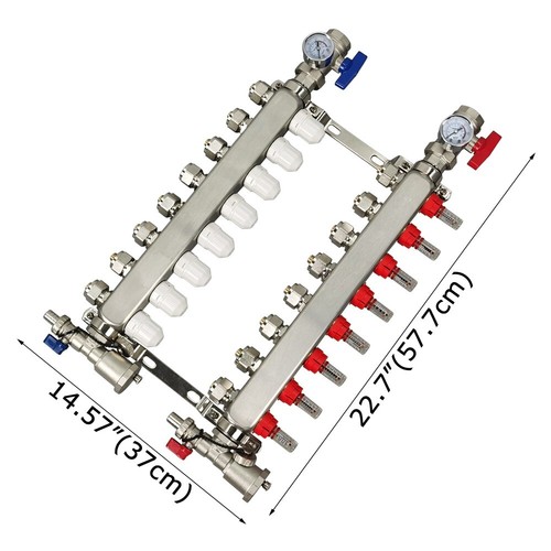 8-Abzweig PEX Fußbodenheizungsverteiler Set Wasserausklopffalle Verteiler - Bild 2 von 24