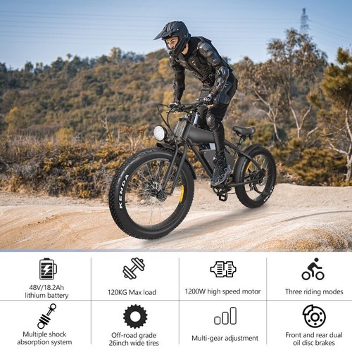 26" Electric Bike 700W 48V 18.2Ah Motor Cycle Dual Suspension Fat Tire E-bike - Picture 4 of 21