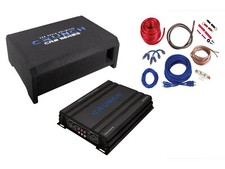 Crunch CBP 1000F flache Subwooferkiste + 4-Kanal Endstufe + Kabelset Komplettset