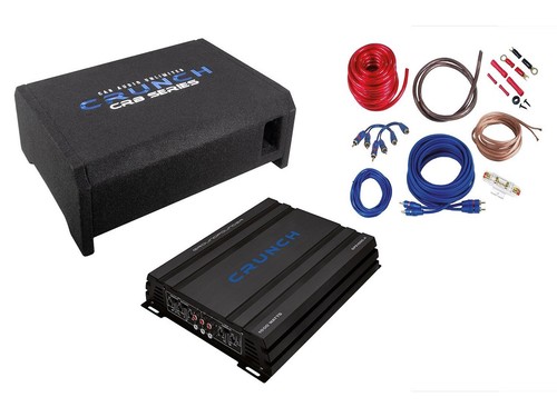 Crunch CBP 1000F flache Subwooferkiste + 4-Kanal Endstufe + Kabelset Komplettset - Bild 1 von 3