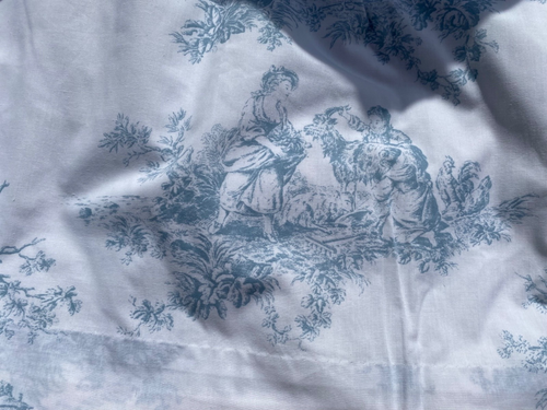 Pair of Long Tuileries Curtains French White Blue Toile de Jouy Chateau Vintage - Picture 9 of 13