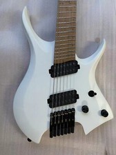 Fanned Frets 7 Strings Headless Electric Guitar Pearl White Roasted Wenge Neck
