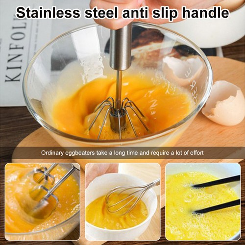 Semi-Automatic Egg Whisk Hand Push Egg Beater Stainless Steel Blender Mixer Tool - Picture 12 of 15