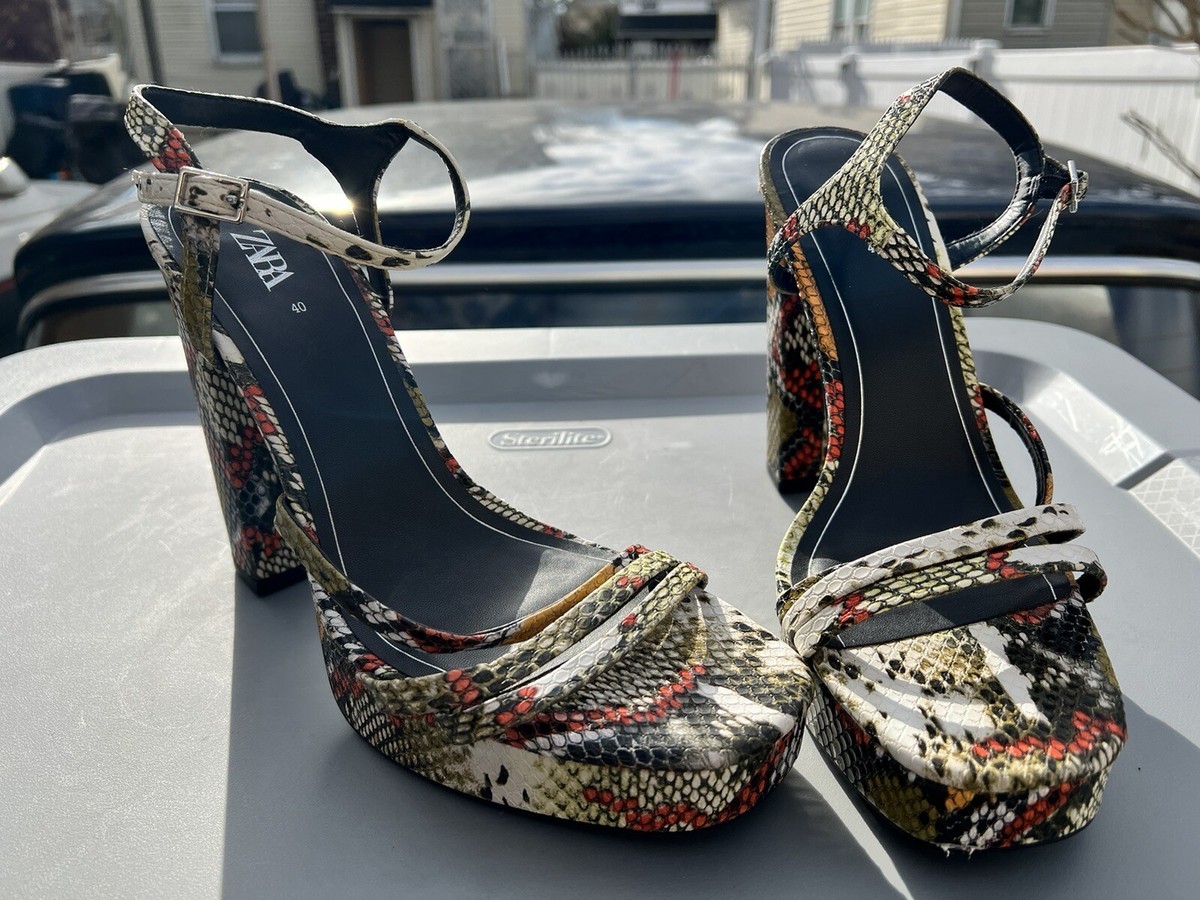 Zara Multicolor Snake Platform Heels