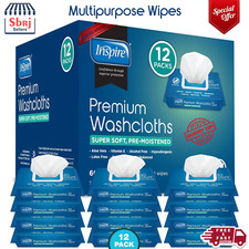 Inspire Adult Wet Wipes Wash Cloths, 50 Count Pack of 12 Incontinence  Cleans