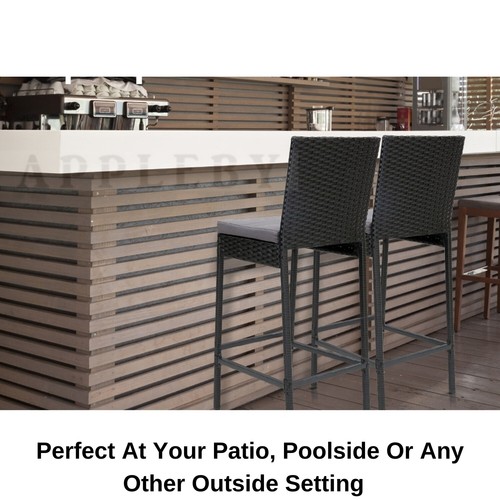 Outdoor Bar Stools X4 Dining Chairs Rattan Furniture - Picture 10 of 12