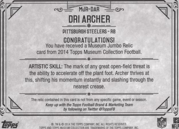 2014 Topps Museum Collection Dri Archer #MJR-DAR