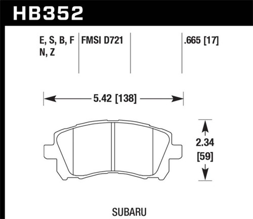 Hawk for 02-03 WRX/98-01 Impreza/97-02 Legacy 2.5L/98-02 Forester 2.5L D721 Perf - Picture 1 of 3