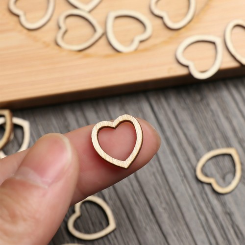 500pcs DIY Craft Wooden Wood Love Heart wedding Party Craft decoration 14x12mm - Picture 8 of 8
