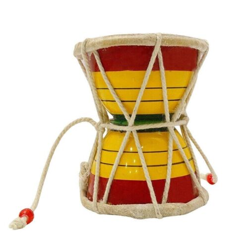 Strumento musicale in legno fatto a mano Damroo Lord Shiva indiano Rudra Damru religioso - Foto 3 di 10