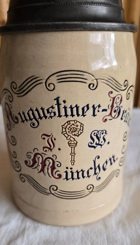 Augustiner Bierkrug um 1900 1/2 Liter mit ZD - Bild 6 von 11