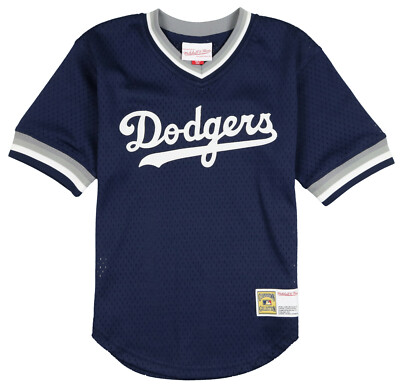 MITCHELL & NESS Youth Los Angeles Dodgers Mesh V-Neck Jersey sz S Small  Blue MLB 