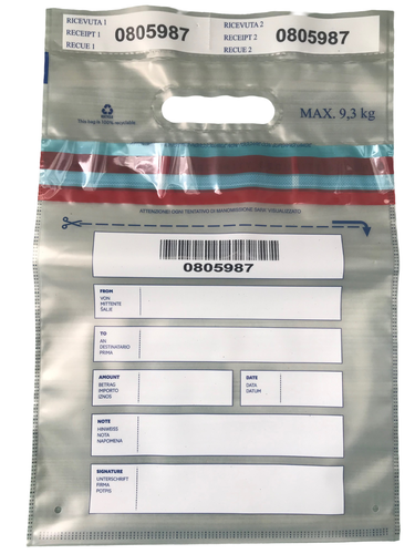 Wertehalter Klebebeutel mit Zahlencode/Barcode, VOID-Band und Griff - Bild 2 von 2