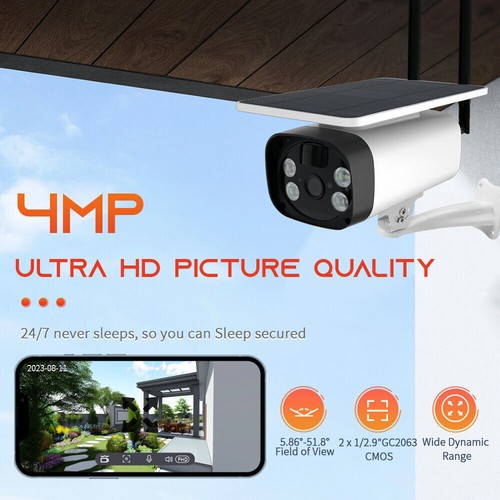 4MP Solar Battery Powered 4X Zoom Outdoor WIFI 4G PTZ Colorvu Camera 2 Way Audio - Picture 2 of 24