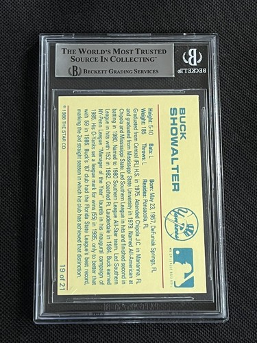 BUCK SHOWALTER 1988 STAR MINORS SIGNED AUTOGRAPHED CARD YANKEES BAS AUTHENTIC - Picture 2 of 2