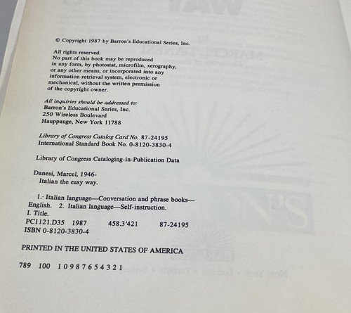 Italian the Easy Way by Marcel Danesi (Large Paperback, 1987) Language Skills - Picture 8 of 11