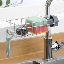 Kitchen Sink Drain Rack Stainless Steel Sponge Storage Faucet Holder Soap Basket