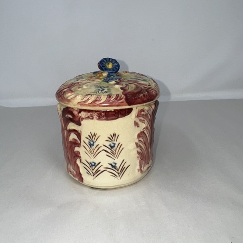 Vintage Hand Painted Raised Floral 6" Lidded Trinket Candy Dish Japan - Picture 3 of 13