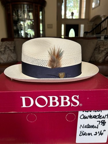 Dobbs belüftete Mitteldelle Panamastroh natürlich (blaues Band) 7 5/8 toller Fedora!