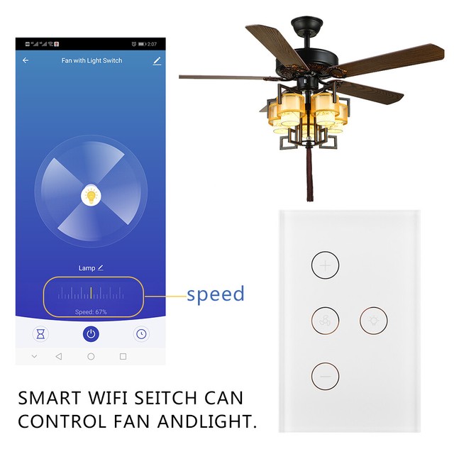 Smart Wifi Fan Light Switch In Wall Ceiling Lamp Works With Alexa
