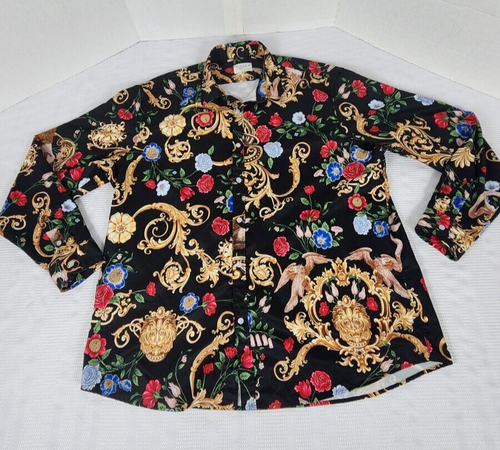 Fohemr Sommer Herren Kurzarm Knopfleiste Allover Blumenmuster Hemd Größe 3XL - Bild 1 von 9