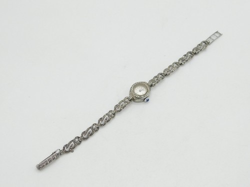 Sterling Silver, Marcasite & Cabochon Set Rotary Cocktail Watch Vintage 1967