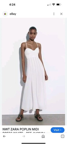 NEU MIT ETIKETT ZARA POPELINE MIDIKLEID WEISS - REF. 9479/066 KLEIN 89,90 $ EINZELHANDEL - Bild 1 von 5