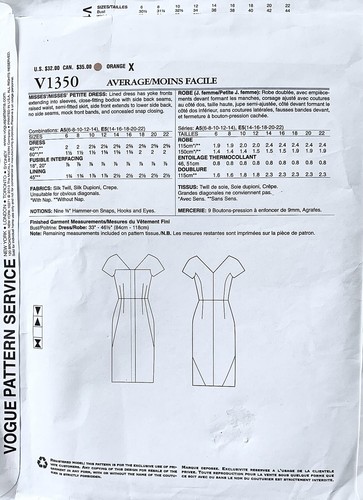VOGUE 1350 RACHEL COMEY Fitted Dress Sewing Pattern. Size 14-16-18-20-22. - Picture 2 of 2