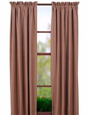 Patriotic Patch Panel Set Brick Red Navy Tan Primitive Curtains 84