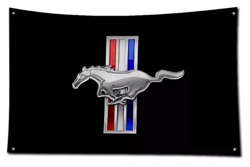 NUEVO FORD Mustang 3 pies X 5 pies Bandera Logotipo Bandera Rojo/Blanco/Azul Rayas - Imagen 2 de 2
