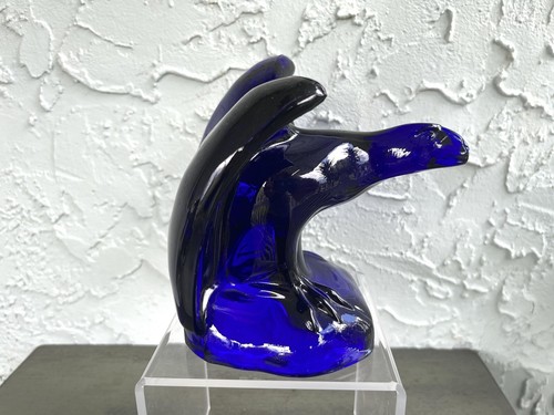 MOSSER Vintage Cobalt-Blue Glass Bald Eagle Statue/Paperweight (H: 6”) - Picture 3 of 8