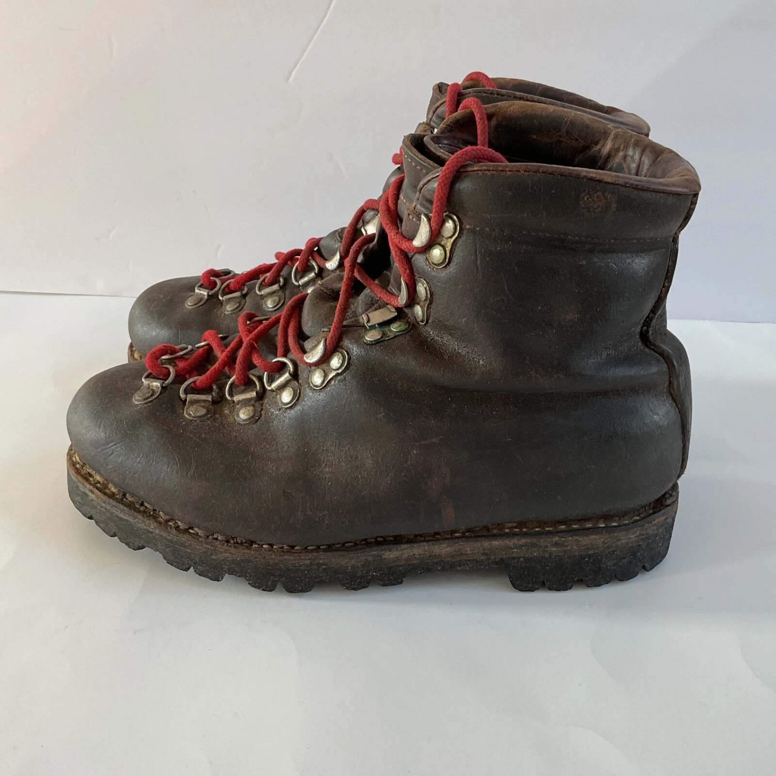 Vintage Richard Pontvert Galibier Mountaineering Hiking Boots Made In France 8.5