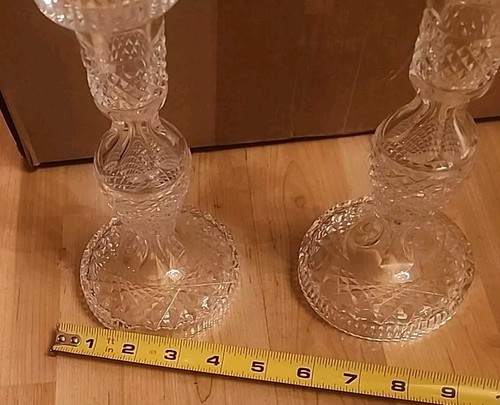 2 (Two) WATERFORD Alana Lead Crystal 7 5/8" Candleholders Candlesticks giftware - Picture 9 of 10