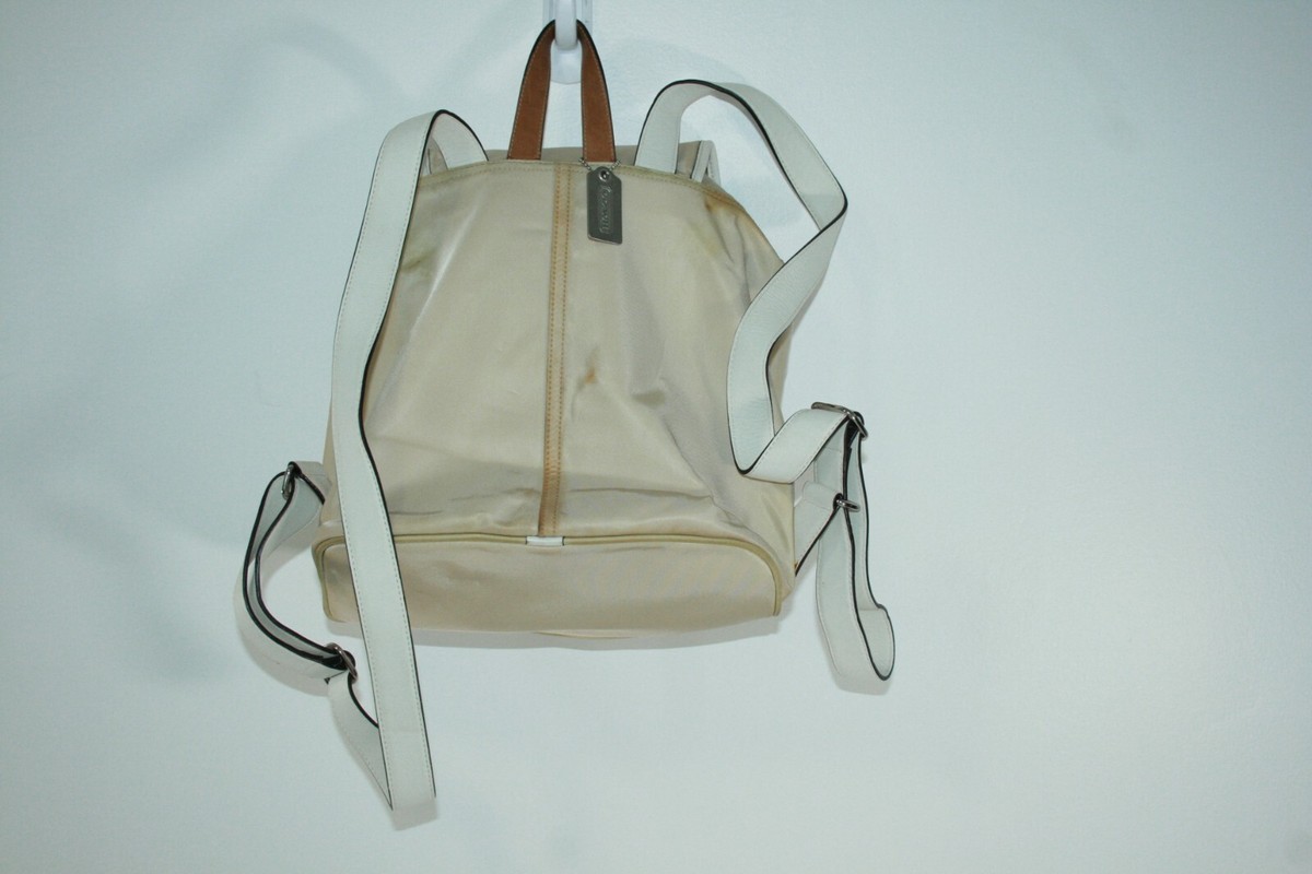 Coach Tan Nylon Double Pocket Drawstring Women's Backpack