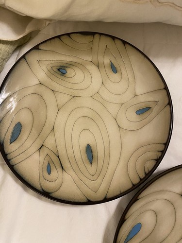 PIER 1 IMPORTS RETIRED TEAL REACTIVE SALAD PLATES REPLACEMENTS COLLECTABLE SET 3 - Picture 2 of 17
