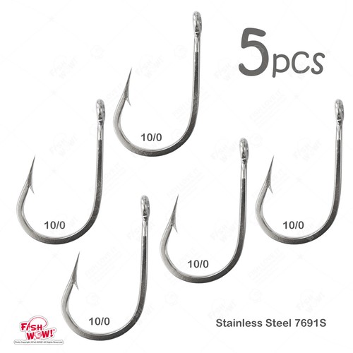 5 Stück 10/0 Angeln 7691S Edelstahl Haken Thunfisch Dorado Wahoo Marlin Fisch WOW! - Bild 1 von 7