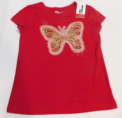 Epic Threads & Monteau Girl T-Shirt Shorts Red Black SIZE S/6 Lace Glitter NEW - Picture 2 of 6