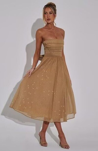 Vestido de graduación para mujer hasta el té sin tirantes formal noche fiesta vestidos con lazo - Imagen 139 de 150