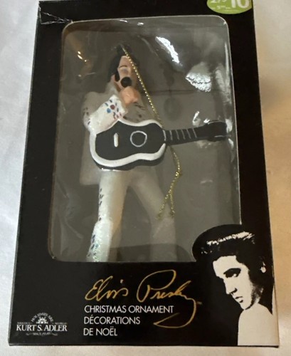 Elvis Presley Kurt Adler White Jumpsuit & Guitar Christmas Ornament - Picture 1 of 3