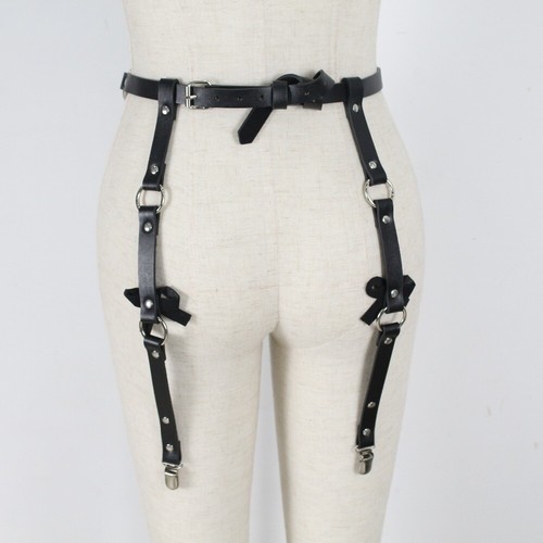 PU Leather Leg Harness Garter Belt Suspender Stocking Sexy Lingerie Body Strap - Picture 6 of 8