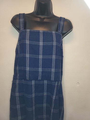 Mono J.Crew Mono Jersey Bolsillos Botones Cremallera Lateral Talla 12 Azul A Cuadros - Imagen 3 de 10
