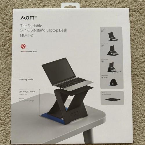 MOFT Z 5in1 Sitz-Ständer Laptop Schreibtisch Klappbarer Ständer Tragbar Verstellbar - Schwarz