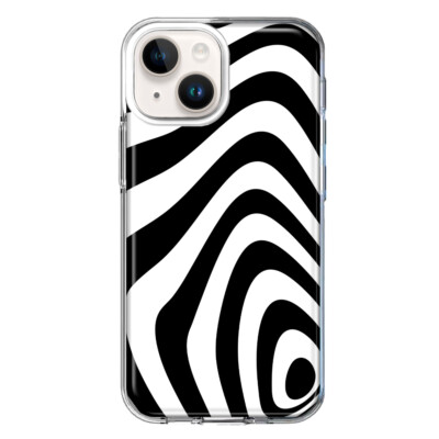 MUNDAZE Case for Apple iPhone 14 Plus Black White Groovy Zebra